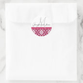 Monogram & Names Damask Hot PInk Wedding Sticker (Tasche)