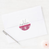Monogram & Names Damask Hot PInk Wedding Sticker (Umschlag)