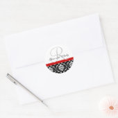 Monogram & Names Damask Red Wedding Sticker (Umschlag)