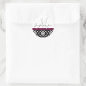 Monogram & Names Damask Wine Wedding Sticker (Tasche)