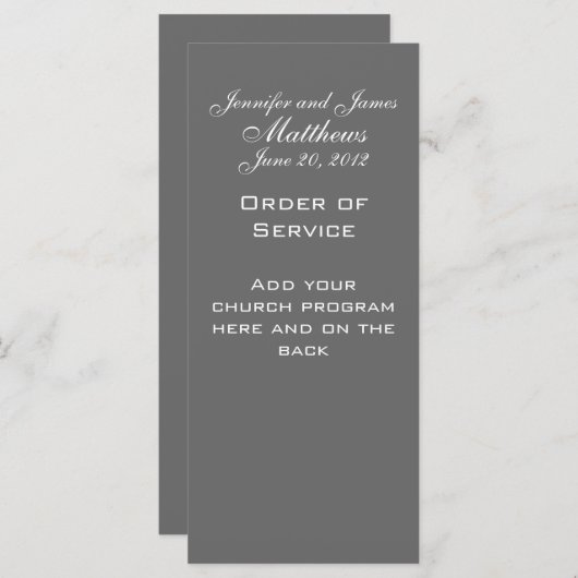 Monogram Names Date Wedding Service Church Program Programm (Vorne/Hinten)