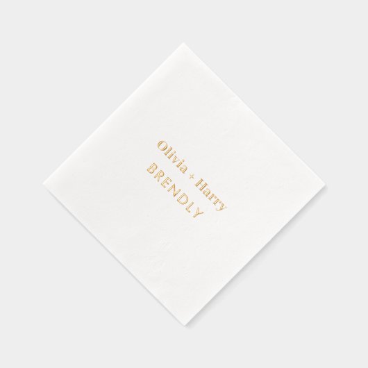 Monogram Names Elegant Minimalistisch Gold Servietten Mit Folie (Rechts)
