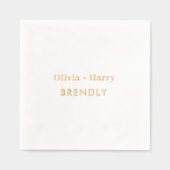 Monogram Names Elegant Minimalistisch Gold Servietten Mit Folie (Vorderseite)