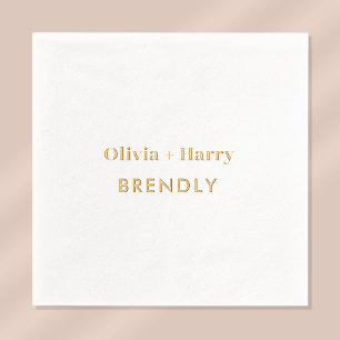 Monogram Names Elegant Minimalistisch Gold Servietten Mit Folie