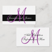 Monogram & Names Lila Wedding Reception Card Begleitkarte (Vorne/Hinten)
