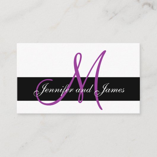 Monogram & Names Lila Wedding Reception Card Begleitkarte (Vorderseite)