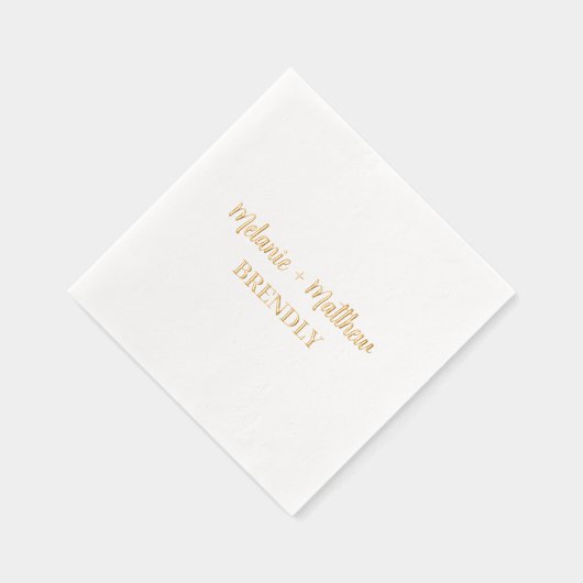Monogram Names Wedding Elegant Hand Lettered Gold Servietten Mit Folie (Rechts)