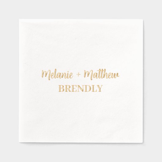 Monogram Names Wedding Elegant Hand Lettered Gold Servietten Mit Folie (Vorderseite)
