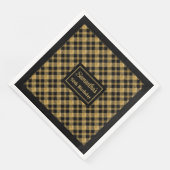 Monogram Napkins Luxe Black Gold Wedding Accent Serviette (Ecke)