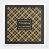 Monogram Napkins Luxe Black Gold Wedding Accent Serviette (Vorderseite)