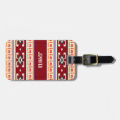 Monogram Native American Tribal Geometric Muster Gepäckanhänger (Vorderseite horizontal)