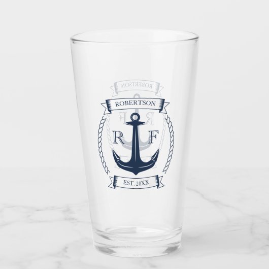 Monogram Nautic Anchor Glas (Vorderseite)