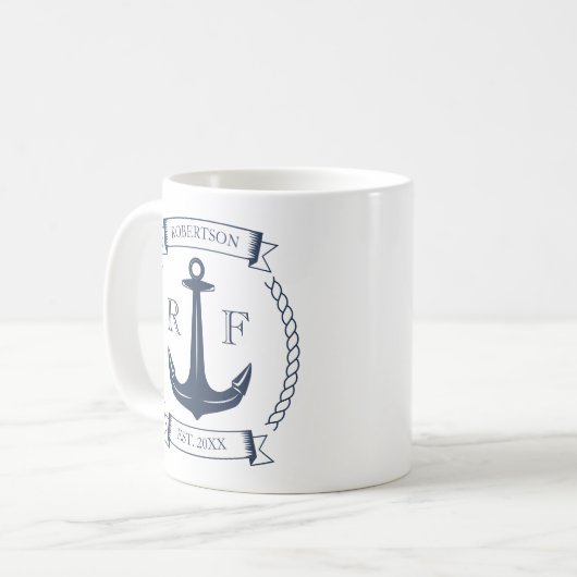 Monogram Nautic Anchor Kaffeetasse (Vorderseite Links)