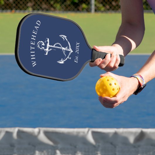 Monogram Nautic Anchor Navy Blue Pickleball Schläger (InSitu)