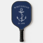 Monogram Nautic Anchor Navy Blue Pickleball Schläger (Vorderseite)
