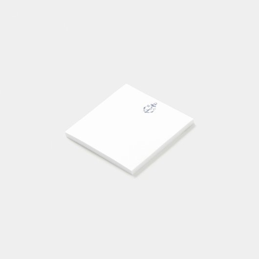 Monogram Nautic Anchor Navy Blue Post-it Klebezettel (angewinkelt)