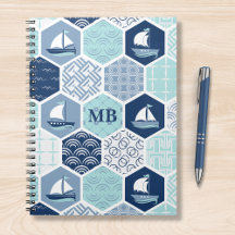 Monogram Nautic Modern Boat Blue Personalisiert