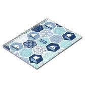 Monogram Nautic Modern Boat Blue Personalisiert Notizblock (Linke Seite)