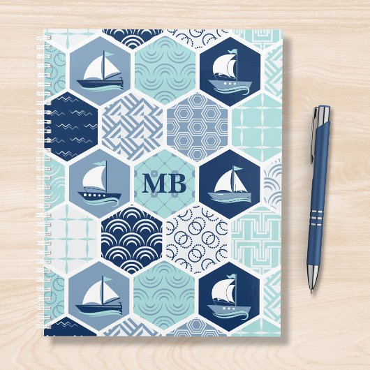 Monogram Nautic Modern Boat Blue Personalisiert Planer