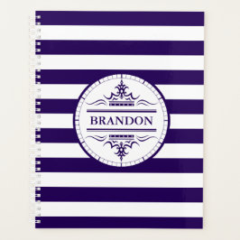 Monogram Nautic Navy Blue Stripes Plane Planer
