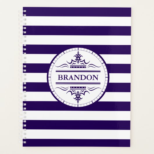Monogram Nautic Navy Blue Stripes Plane Planer (Vorderseite)