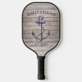 Monogram Nautical Anchor Beige Wood Pickleball Schläger (Vorderseite)