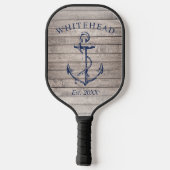 Monogram Nautical Anchor Beige Wood Pickleball Schläger (Rückseite)