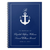 Monogram Nautical Anchor Dark Wedding Notebook Notizblock (Vorderseite)