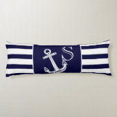 Monogram Nautical Anchor Grau Vorderweißer Rücken Seitenschläferkissen (Rückseite)