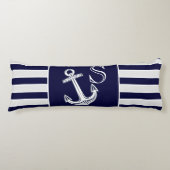Monogram Nautical Anchor Grau Vorderweißer Rücken Seitenschläferkissen (Vorderseite)