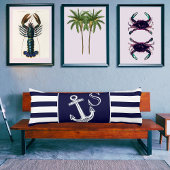 Monogram Nautical Anchor Navy Blue White Streifen Seitenschläferkissen