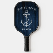 Monogram Nautical Anchor Navy Blue Wood Pickleball Schläger (Vorderseite)