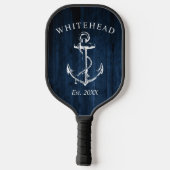Monogram Nautical Anchor Navy Blue Wood Pickleball Schläger (Rückseite)