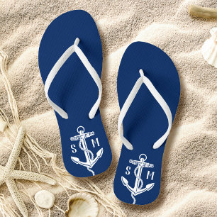 Monogram Nautical Anchor Personalisiert Badesandalen