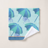 Monogram Nautical Beach Gnome Blue White Boy Badhandtuch Set (Waschlappen)