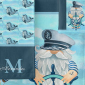 Monogram Nautical Captain Gnome Blue White Boy Badhandtuch Set
