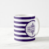 Monogram Nautical Classic Navy Blue Striping Tasse (VorderseiteRechts)