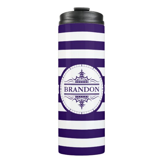 Monogram Nautical Classic Navy Thermal Tumbler Thermosbecher (Vorderseite)