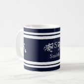 Monogram Nautical Elegane Blue White Crab Anchor C Kaffeetasse (Vorderseite Links)
