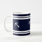 Monogram Nautical Elegane Blue White Crab Anchor C Kaffeetasse (Links)
