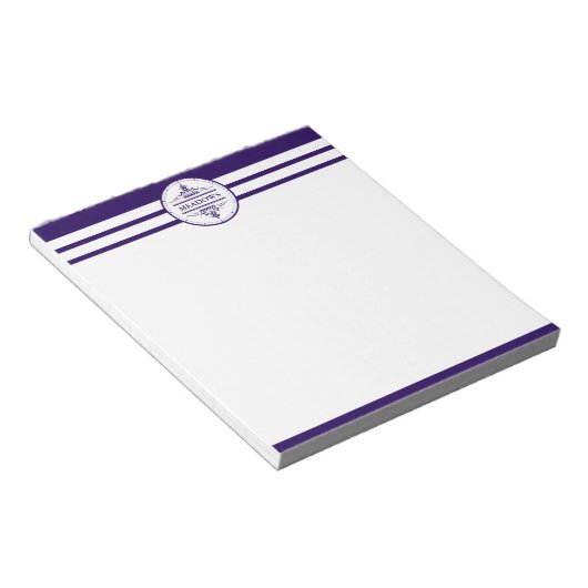 Monogram Nautical Eleganic Navy Blue Notepad Notizblock (angewinkelt)