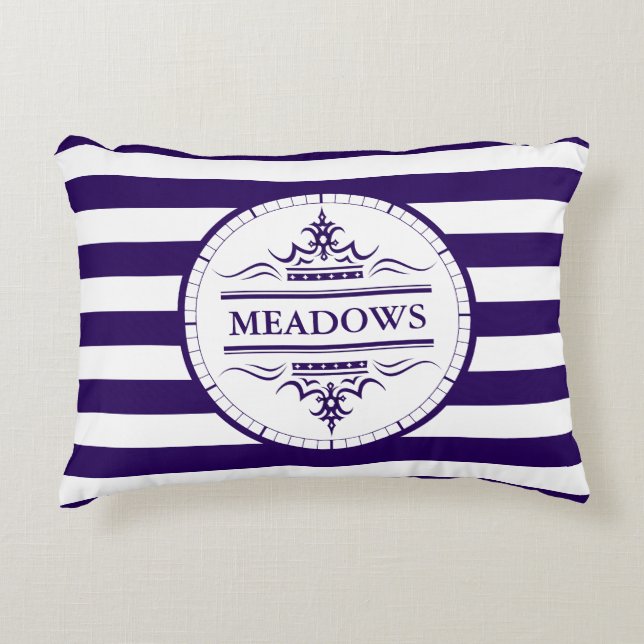 Monogram Nautical Elegant Navy Blue Accent Pillow Dekokissen (Vorderseite)