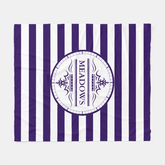 Monogram Nautical Elegant Navy Blue Fleece Blanket (Vorderseite (Horizontal))