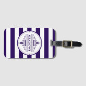 Monogram Nautical Elegant Navy Blue Luggage Tag Gepäckanhänger (Vorderseite (Horizontal))