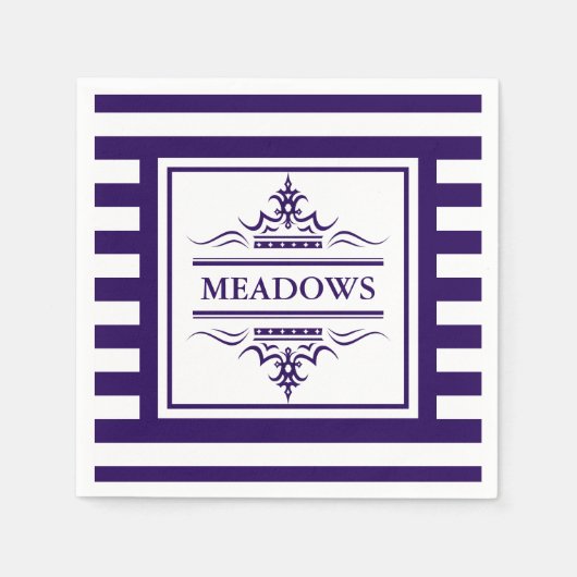 Monogram Nautical Elegant Navy Blue Paper Napkins Serviette (Vorderseite)