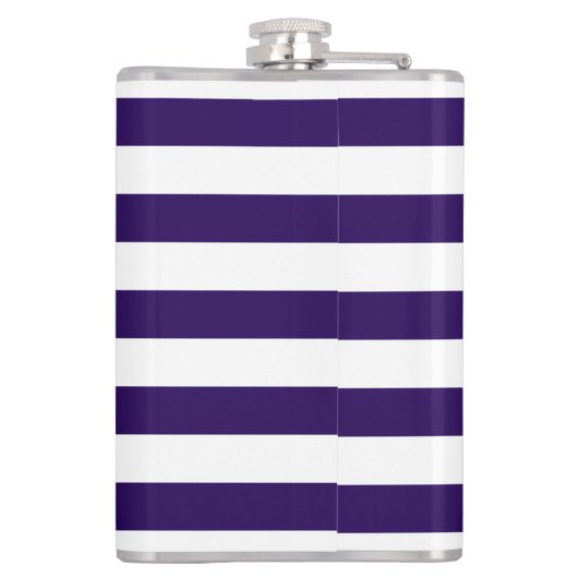 Monogram Nautical Elegant Navy Blue Striping Flask Flachmann (Rückseite)