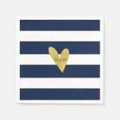 Monogram Nautical Gold Heart Wedding Paper Napkin Serviette (Vorderseite)