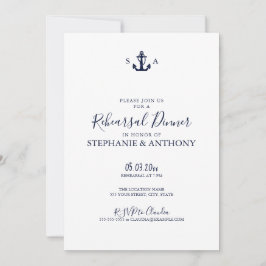 Monogram Nautical Navy Blue Anchor Probe Einladung