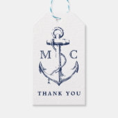 Monogram Nautical Navy Blue Anchor Vielen Dank Geschenkanhänger (Vorderseite)
