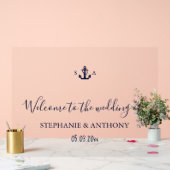 Monogram Nautical Navy Blue Anchor Wedding     Acrylschild (Hochzeit)